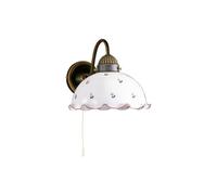 Netlighting Nonna Cottage Style Glass Wall Light Matt Antique Brass 1x E27 in White Netlighting White