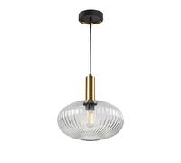 Netlighting Norma Globe Pendant Ceiling Light Black Brass Clear Glass E27 Netlighting Black