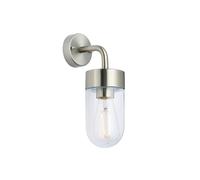 Netlighting North 1 Light Outdoor Wall Light Brushed Stainless Steel & Clear Glass IP44 E27 in Grey Netlighting Grey
