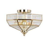 Netlighting Old Park 2 Light Semi Flush Ceiling Light Polished Brass E27 in Yellow Netlighting Yellow