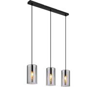 Netlighting Olly Bar Pendant Ceiling Light Matt Black Smoke Glass Shade 3x E14 Netlighting Black