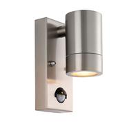 Netlighting Palin PIR Outdoor Down Wall Lamp Brushed Stainless Steel IP65 in Grey Netlighting Grey