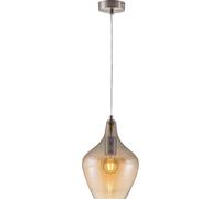 Netlighting Paso Dome Pendant Ceiling Light Nickel Matt Amber Glass Shade 1x E14 in Grey Netlighting Grey