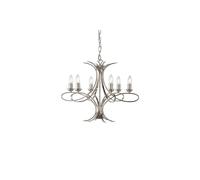 Netlighting Penn 6 Light Multi Arm Ceiling Pendant Chandelier Polished Nickel E14 in Grey Netlighting Grey