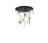 Ideal Lux Perlage 9 Light Globe Ceiling Light Brass, White Glass Shade