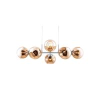 Netlighting Pilar Bar Pendant Ceiling Light Nickel Matt Amber Glass Shade 8x E27 in Grey Netlighting Grey