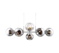 Netlighting Pilar Bar Pendant Ceiling Light Nickel Matt Smoke Glass Shade 8x E27 in Grey Netlighting Grey