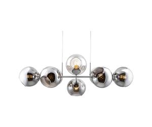 Netlighting Pilar Bar Pendant Ceiling Light Nickel Matt Smoke Glass Shade 8x E27 in Grey Netlighting Grey