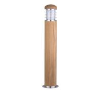 Poole 1 Light Outdoor Bollard Light Stainless Steel Teak IP55 E27 Netlighting Brown One Size