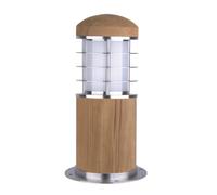 Netlighting Poole 1 Light Outdoor Bollard Light Stainless Steel Teak IP55 E27 in Brown Netlighting Brown