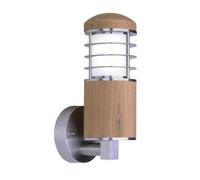 Netlighting Poole 1 Light Outdoor Wall Light Stainless Steel Teak IP44 E27 in Brown Netlighting Brown