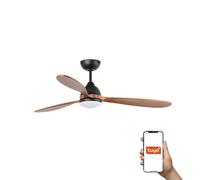 Netlighting Poros Large 3 Blade Ceiling Fan Black Walnut Light 2700K Smart in Brown Netlighting Brown