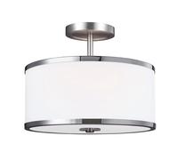 Prospect Park 2 Light Semi Flush Ceiling Light Chrome Satin Nickel E27 Netlighting Grey One Size