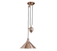 Provence 1 Light Rise & Fall Dome Ceiling Pendant Polished Copper E27 Netlighting Brown One Size