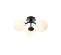 Netlighting Pulsa Bathroom Globe Semi Flush 3 Arm Ceiling Light Matt Black IP44 Netlighting Black