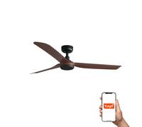 Netlighting Punt Medium 3 Blade Ceiling Fan Matt Black Walnut Tuya Smart System in Brown Netlighting Brown