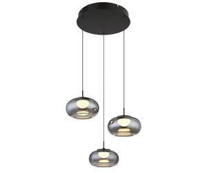 Netlighting Quintara Cluster Pendant Matt Black Smoke Glass Shade 3x LED 3000K Netlighting Black