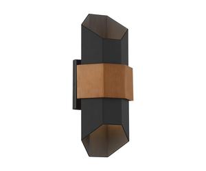 Netlighting Quoizel Chasm Outdoor Up Down Wall Lamp Matte Black (with painted wood effect strap) 3000K IP44 Netlighting Black