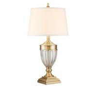 Netlighting Quoizel Dennison Table Lamp with Round Tapered Shade Brushed Brass in Yellow Netlighting Yellow