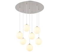 Netlighting Riha Cluster Pendant Nickel Matt Balls Opal Glass Shade 7x G9 3000K in Grey Netlighting Grey
