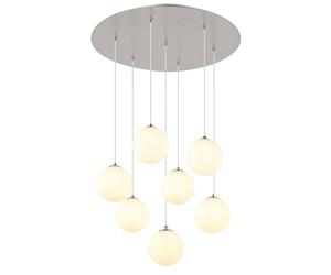 Netlighting Riha Cluster Pendant Nickel Matt Balls Opal Glass Shade 7x G9 3000K in Grey Netlighting Grey