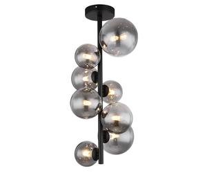 Netlighting Riha Globe Ceiling Light Matt Black Smoke Glass Shade 8x G9 3000K Netlighting Black