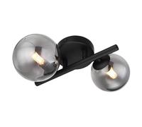 Netlighting Riha Globe Wall Lights Matt Black Smoke Glass Shade 2x G9 3000K Netlighting Black