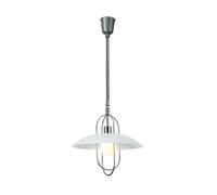 Netlighting Riva Rise & Fall Dome Pendant E27 Chrome Opal White Glass Shade in Grey Netlighting Grey