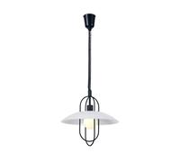 Netlighting Riva Rise & Fall Dome Pendant E27 Matt Black Opal White Glass Shade Netlighting Black