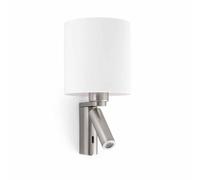 Netlighting Rob 1 Light Indoor Wall Reading Light White Satin Nickel with Shade E27 Netlighting White