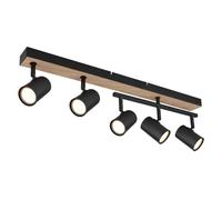 Netlighting Robby Ceiling Spotlight Bar Matt Black Wood Effect 5x GU10 Netlighting Black