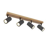 Netlighting Robby Ceiling Spotlight Bar Wood Look 4x GU10 in Brown Netlighting Brown