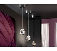 Netlighting Roc Integrated LED Crystal Cluster Drop Ceiling Pendant Chrome Bubble Effect in Clear Netlighting Clear