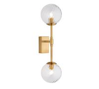 Luminosa Lighting Luminosa Rome Globe Wall Lights Brushed Aged Brass Plate & Clear Glass 2X Led G9