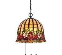 Netlighting Rosecliffe 3 Light Ceiling Pendant Imperial Bronze Tiffany Style Glass E27 in Brown Netlighting Brown