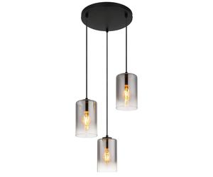 Netlighting Roy Cluster Pendant Ceiling Light Matt Black Smoke Glass Shade 3x E27 Netlighting Black
