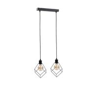 Netlighting Ruben Bar Pendant Ceiling Light Black 50cm 2x E27 Netlighting Black