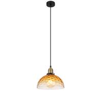 Netlighting Salvy Dome Pendant Ceiling Light Matt Black Amber Glass Shade 1x E27 Netlighting Black