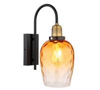 Netlighting Salvy Dome Wall Lamp Matt Black Amber Glass Shade 1x E27 Netlighting Black