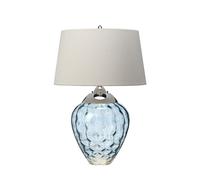 Netlighting Samara Table Lamp Metal Work Polished Nickel Light Blue Glass in Grey Netlighting Grey