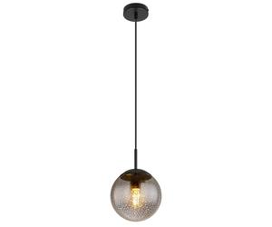 Netlighting Samos Globe Pendant Ceiling Light Matt Black Smoke Glass Shade 1x E27 Netlighting Black