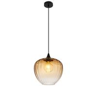 Netlighting Sander Dome Pendant Ceiling Light Matt Black Amber Glass Shade 1x E27 Netlighting Black