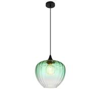Netlighting Sander Dome Pendant Ceiling Light Matt Black Green Glass Shade 1x E27 Netlighting Black