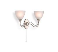 Netlighting Santana Switched 2 Light Indoor Wall Light Satin Steel Opal Glass E14 in Grey Netlighting Grey