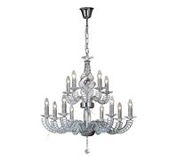 Netlighting Santo Pendant 2 Tier 12 Light E14 Polished ChromeCrystal in Grey Netlighting Grey