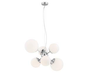 Netlighting Satelite Globe Pendant Ceiling 6 Light Opal Chrome in Grey Netlighting Grey