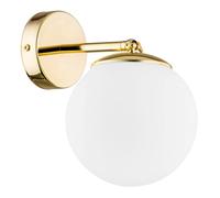 Netlighting Satelite Plus Outdoor Globe Wall Lamp Opal Matt Brass Steel IP44 in Gold Netlighting Gold