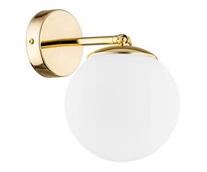 Netlighting Satelite Plus Outdoor Globe Wall Lamp Opal Matt Brass Steel IP44 in Gold Netlighting Gold