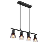 Luminosa Lighting Luminosa Satella Bar Pendant Ceiling Light Matt Black Smoke Glass Shade 4X E14