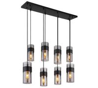Luminosa Lighting Luminosa Scarfina Cluster Pendant Ceiling Light Matt Black Smoke Glass Shade 8X E27